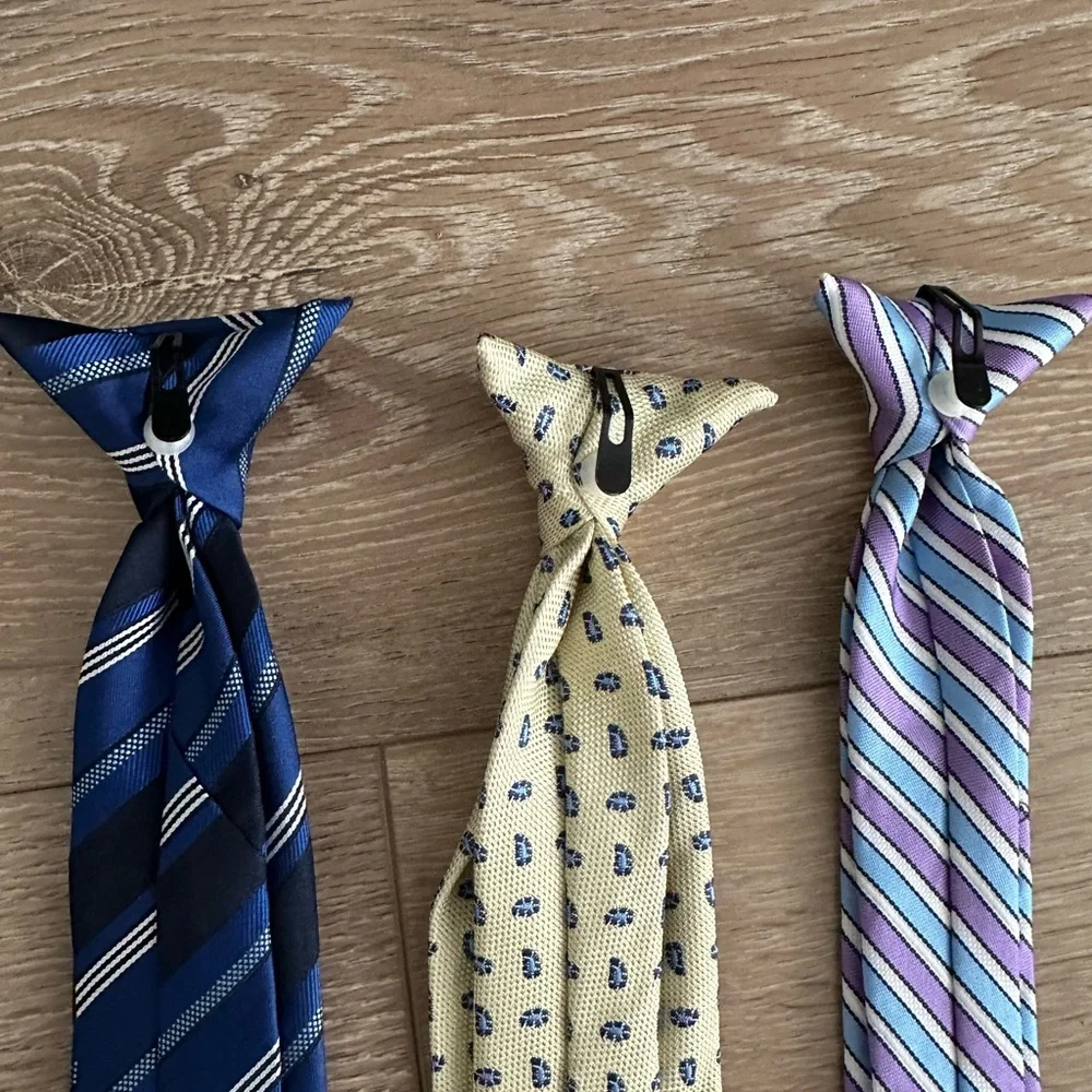 Elegant Kids Tie Set - Blue, Cream, Purple